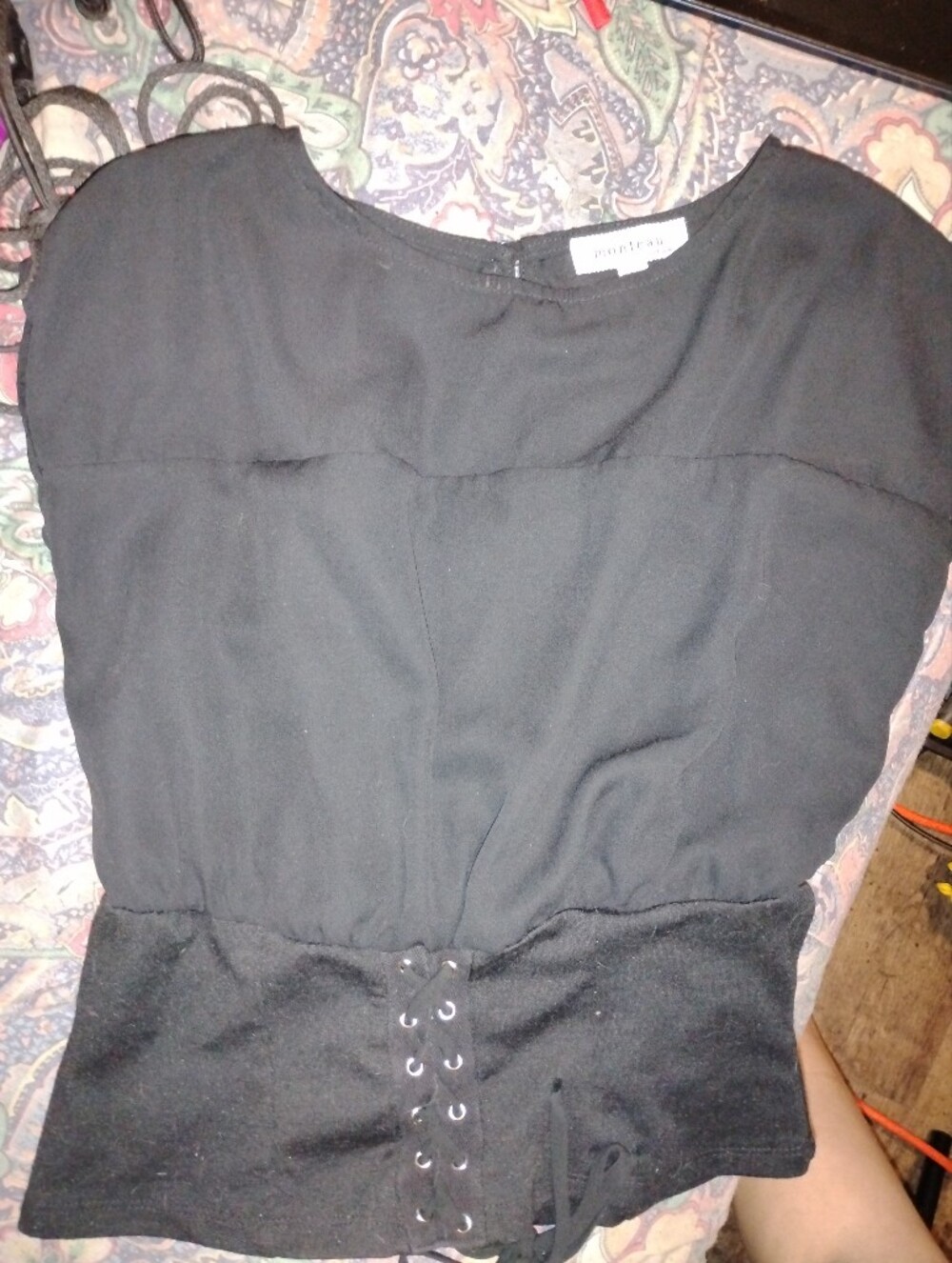 Monteau Black Short Sleeve Top